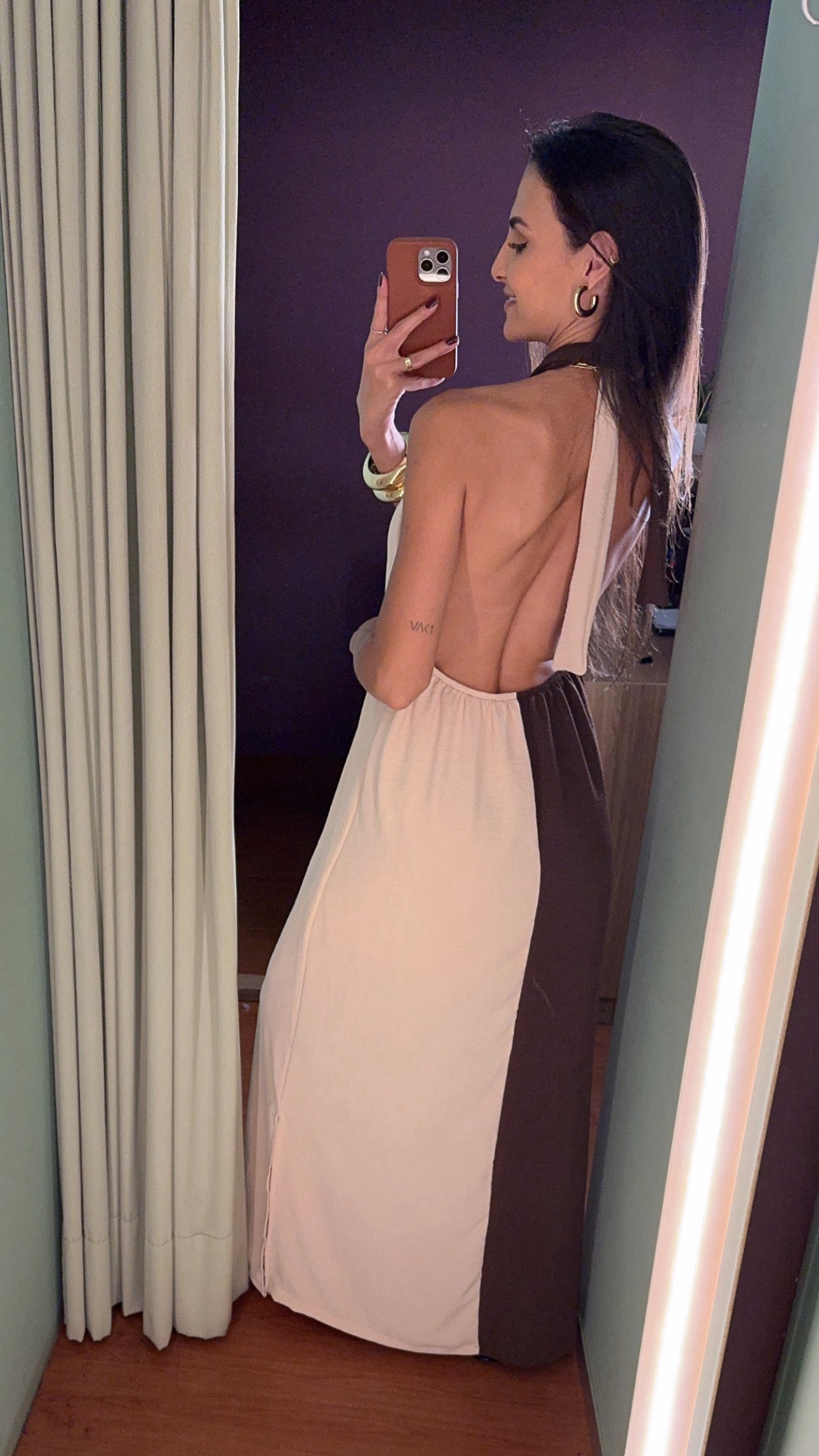 VESTIDO LONGO BICOLOR FRENTE ÚNICA