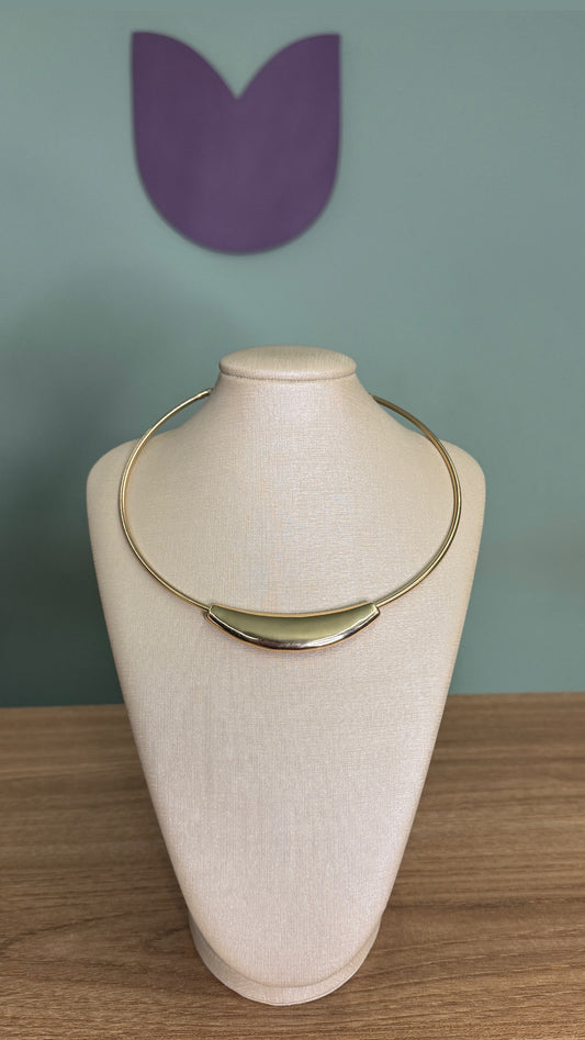 CONJUNTO CHOKER ARO E BRINCO FOLHEADO