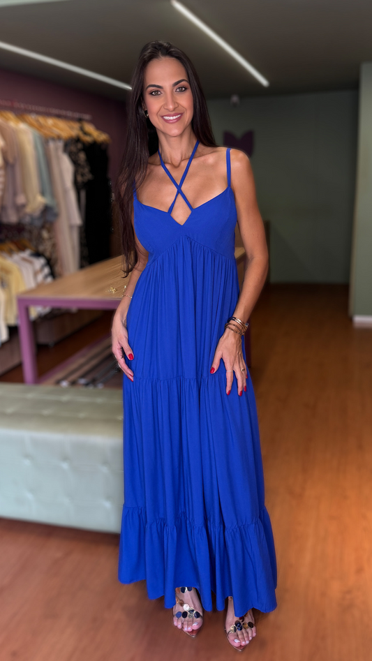 VESTIDO LONGO ALCINHA AMARRAÇÃO FRENTE