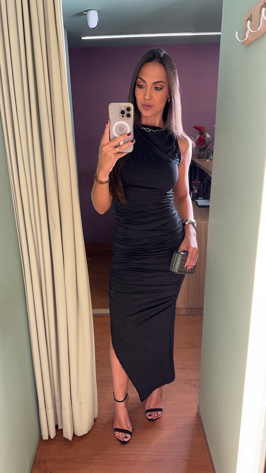 VESTIDO MIDI DRAPEADO REGATA