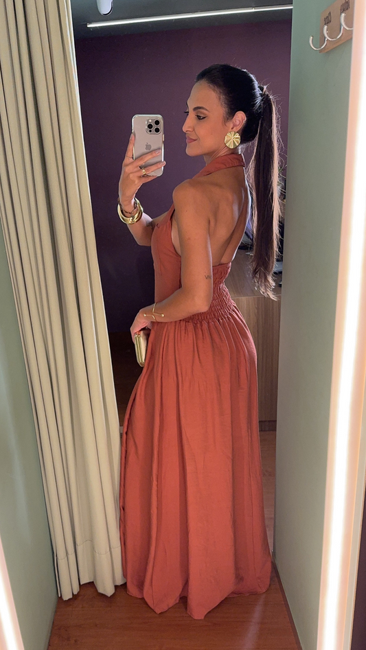 VESTIDO LONGO BOTÕES FRENTE ÚNICA