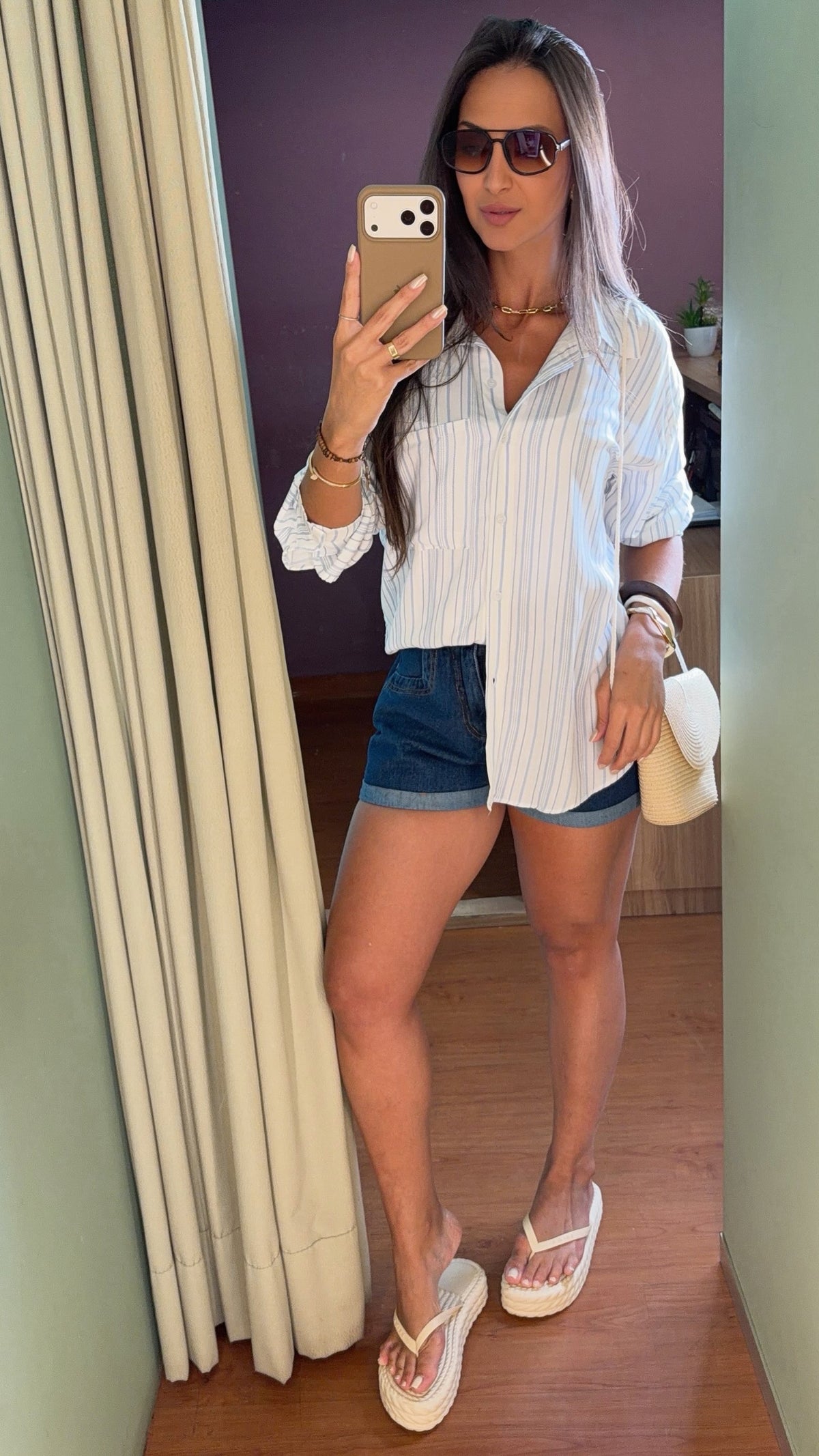 CONJUNTO SHORT CAMISA LISTRADO