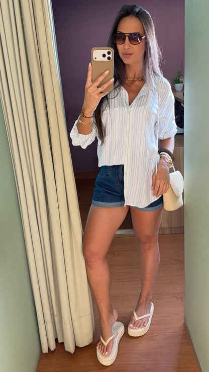 CONJUNTO SHORT CAMISA LISTRADO