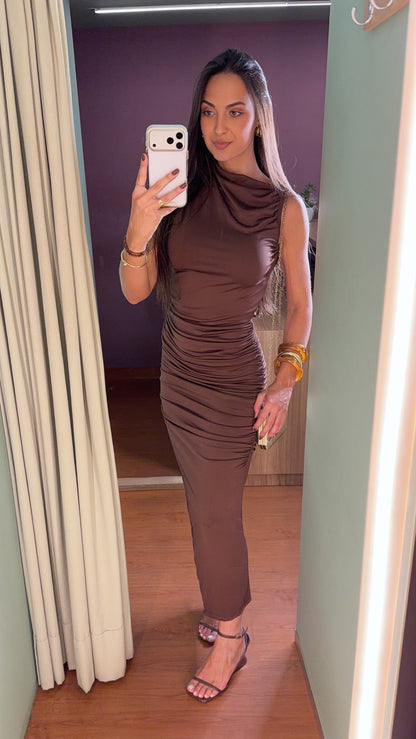 VESTIDO MIDI DRAPEADO REGATA