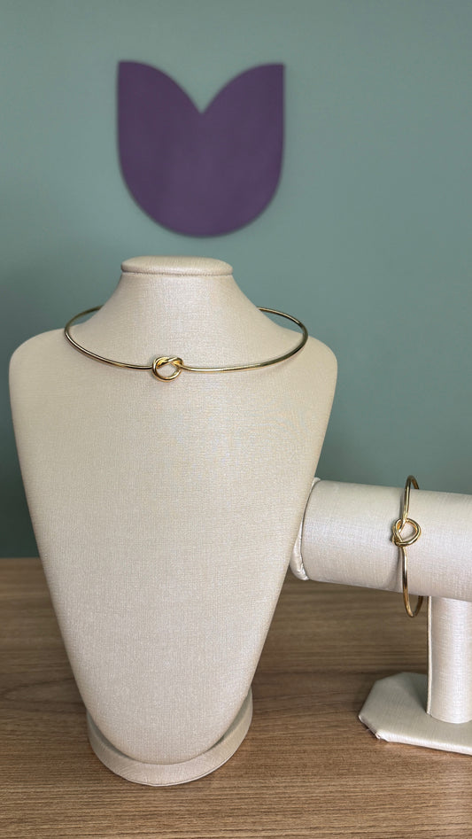 CONJUNTO CHOKER NÓ E BRACELETE