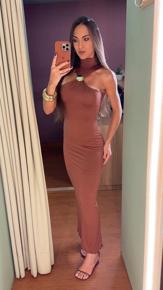 VESTIDO MIDI FIVELA