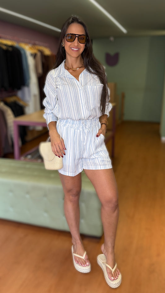 CONJUNTO SHORT CAMISA LISTRADO