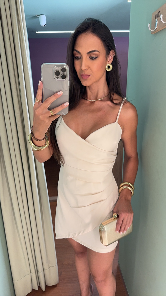 VESTIDO CURTO DRAPEADO ALFAIATARIA