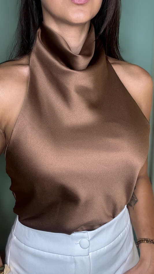 BLUSA GOLA BOBA FRENTE ÚNICA CETIM