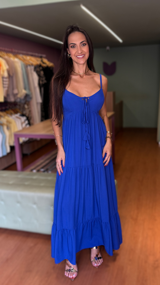VESTIDO LONGO ALCINHA AMARRAÇÃO FRENTE