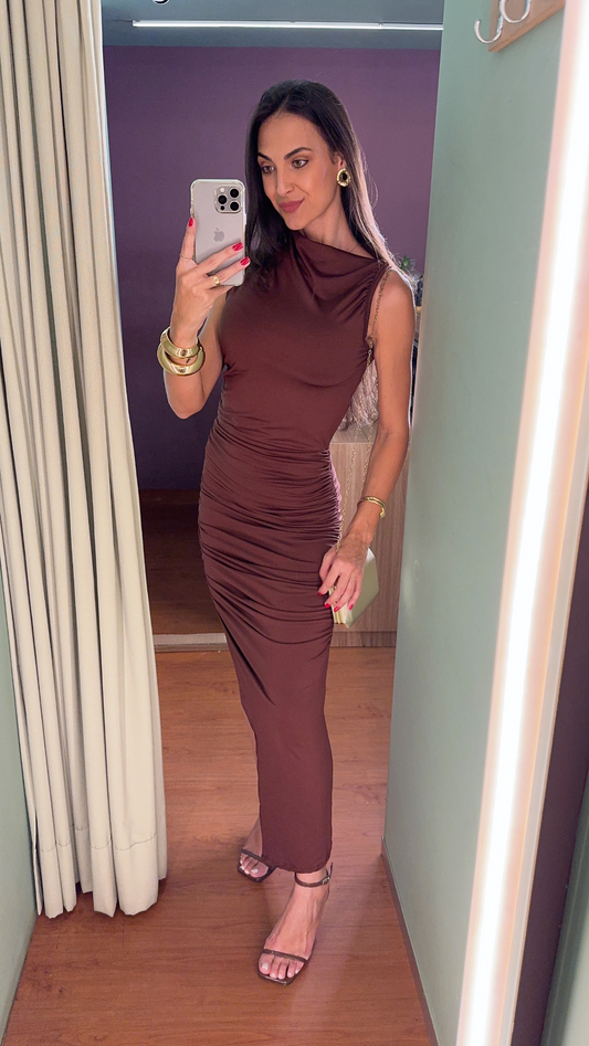 VESTIDO MIDI DRAPEADO