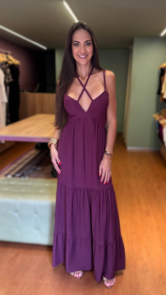 VESTIDO LONGO ALCINHA AMARRAÇÃO FRENTE