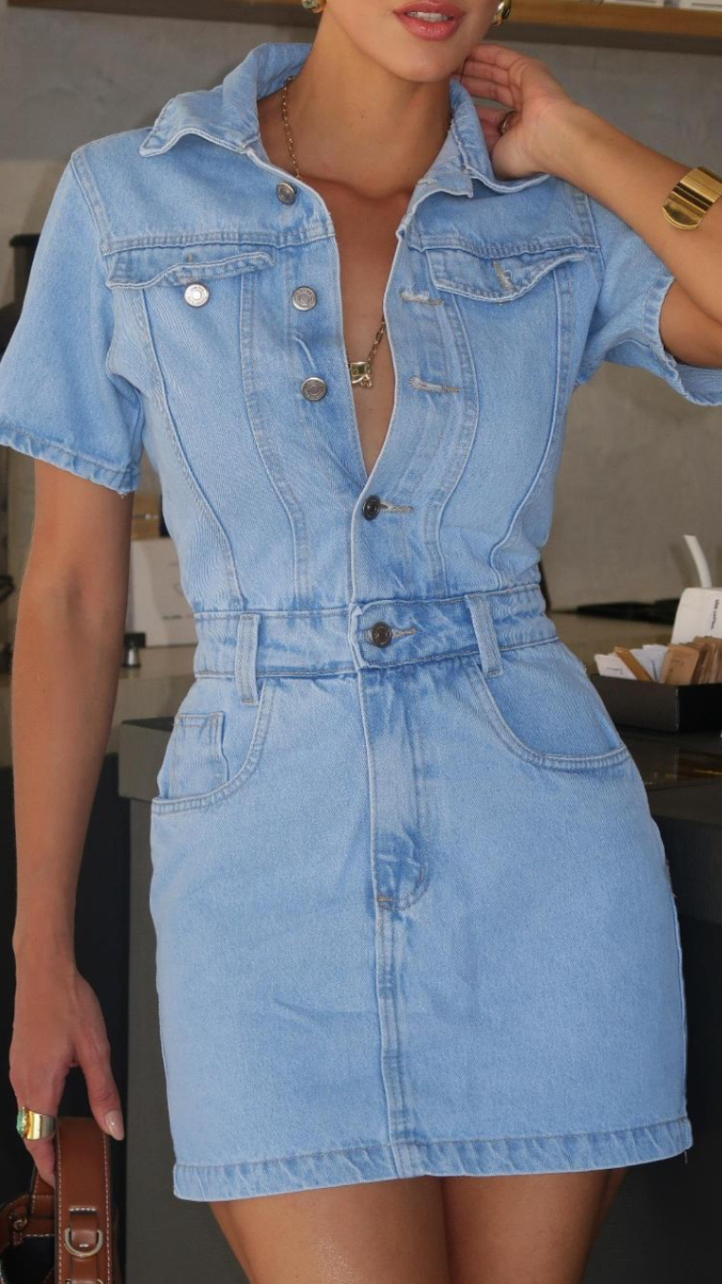 VESTIDO JEANS COM MANGUINHA